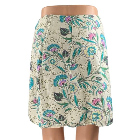 Ann Taylor LOFT Multicolor Floral Linen High Waisted Slit A Line Mini Skirt 00P - Picture 4 of 6